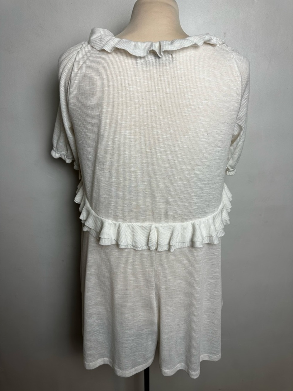 Free People Ruffle Romper Women's Size Small NEW WITH TAGS White flecked Flax - Picture 5 of 12